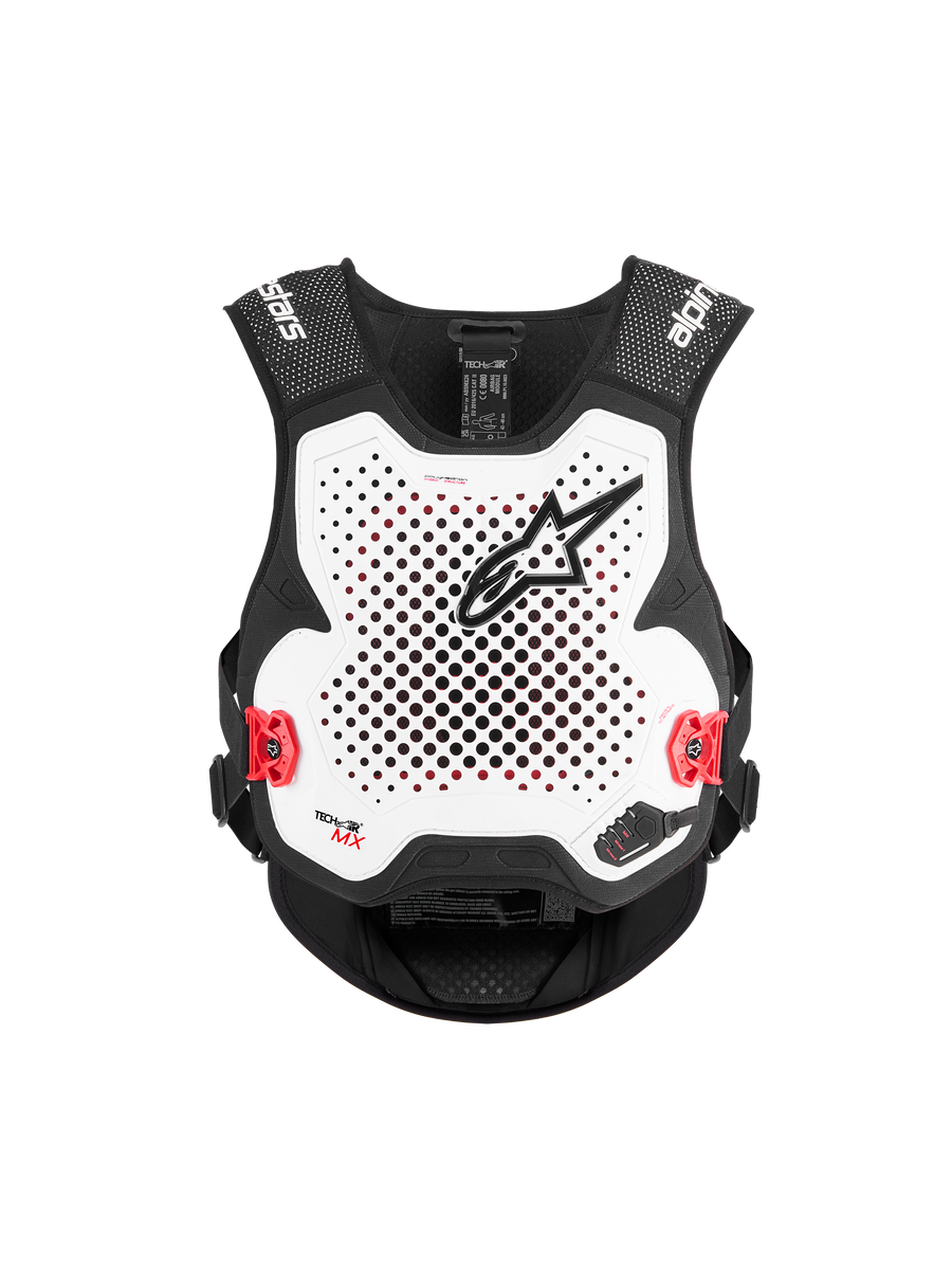 Alpinestars Système Airbag Tech-Air® MX, gilet de protection off-road, noir et blanc, certifié CE, avec protection dorsale Nucleon PLASMA intégrée